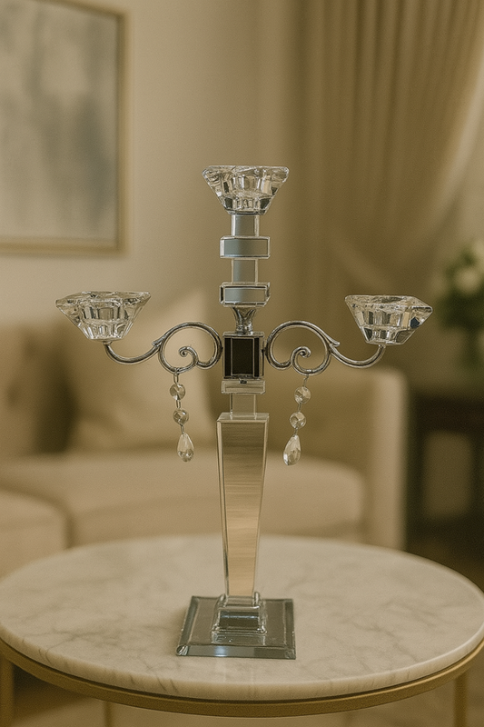 Glass Candle Stand 3pc 3195-38