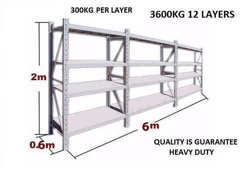 Shelve Racking 6m x 2m x 0.5m