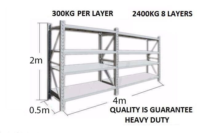 Shelve Racking 4m x 2m x 0.5m