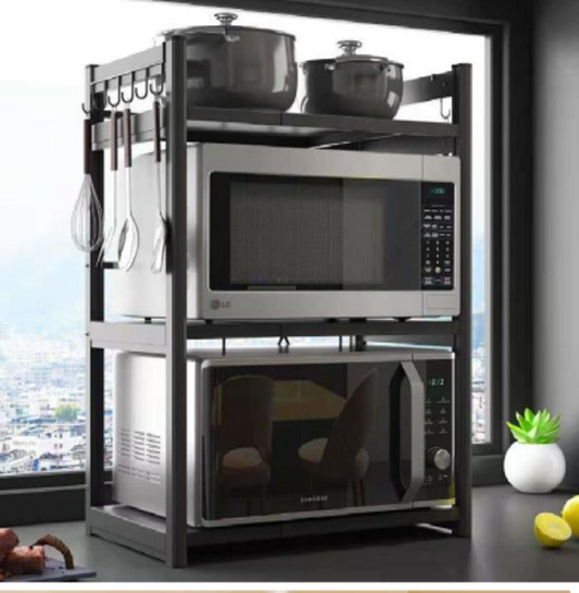 Microwave Rack Stand 3 Tier Black