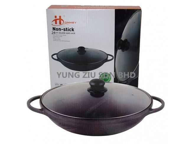 HONHEY Non-Stick 24cm Double Ears Wok