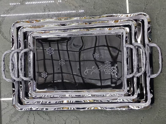 2pc Serving Tray Gold Round