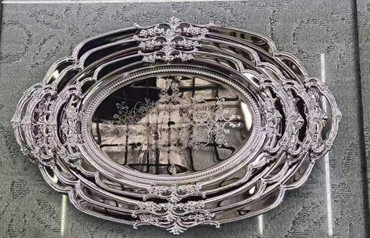 3PC Serving Tray Gold & Silver