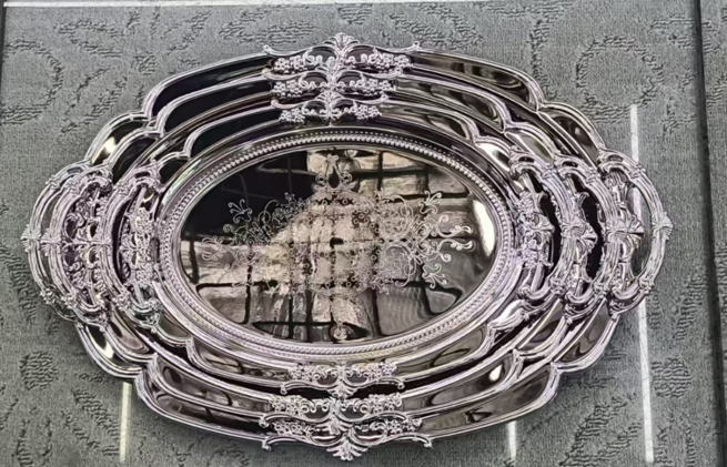 3PC Serving Tray Gold & Silver