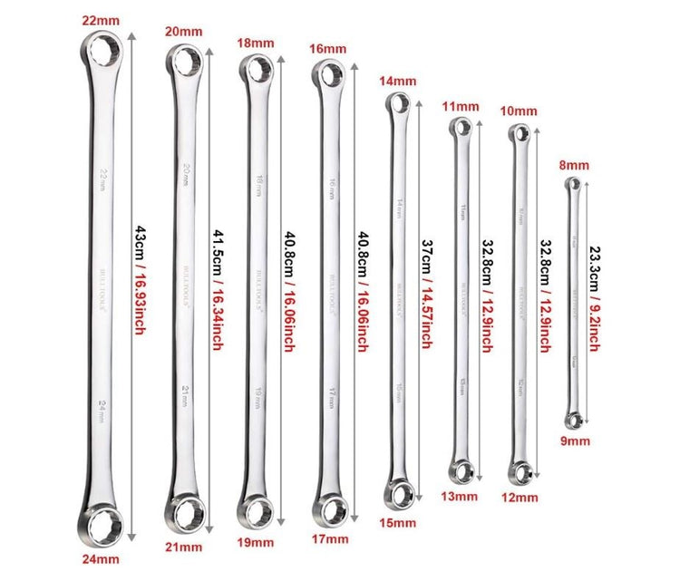 8pc Spanner Double Box End Wrench Set 66104