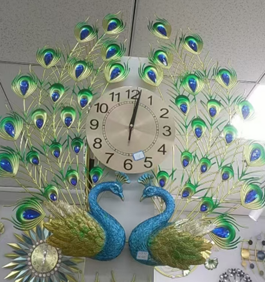 Twin Peacock Wall Clock 7580