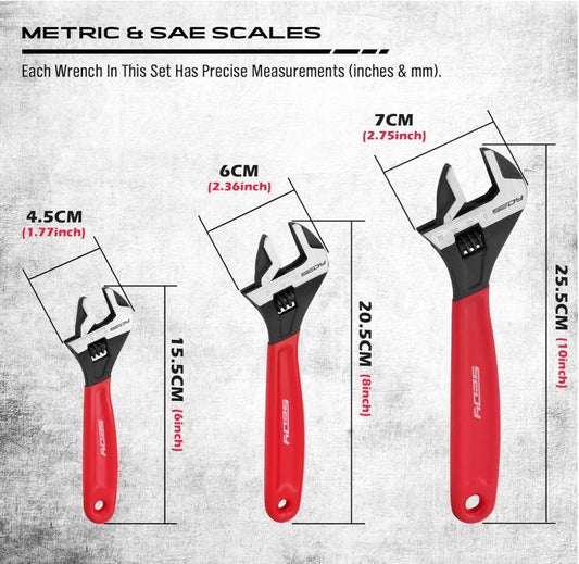 3pc Adjustable Wrench Set 81109