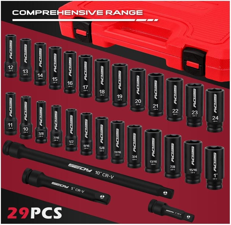 29pc 1/2'' Dr Impact Socket Set 84018