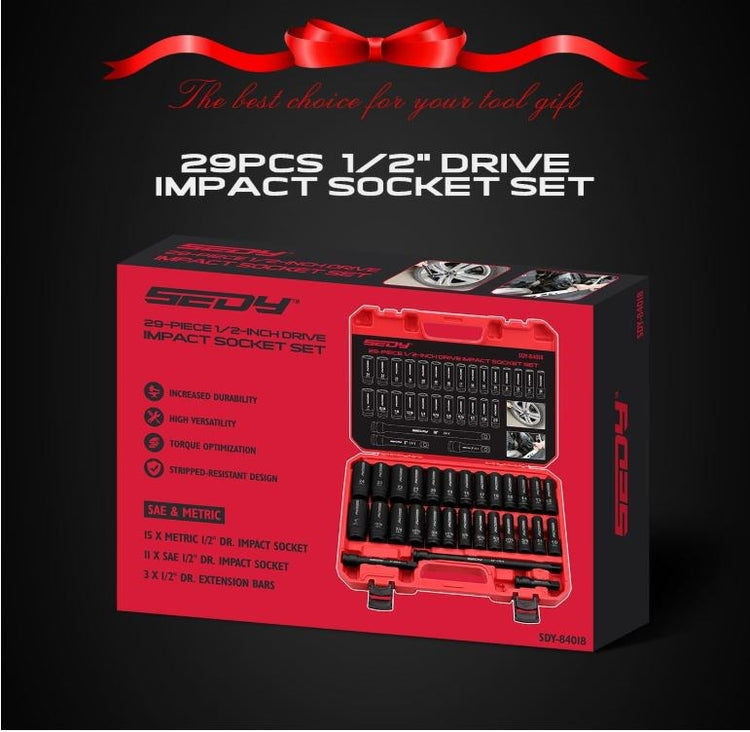 29pc 1/2'' Dr Impact Socket Set 84018