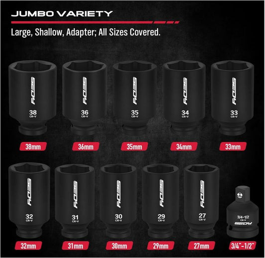 11pc Black Impact Socket Set 84020