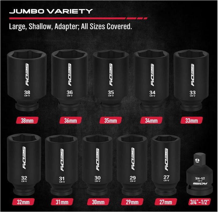 11pc Black Impact Socket Set 84020