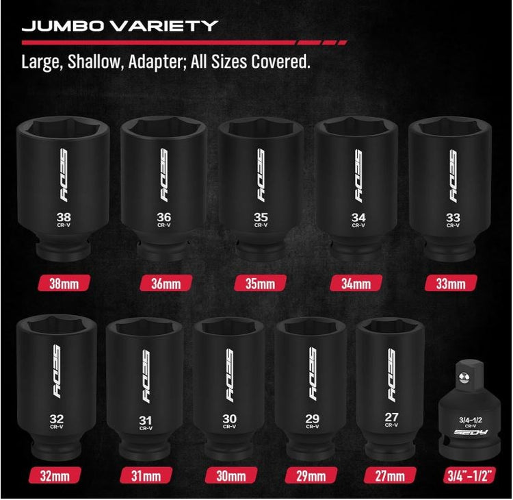 8pc Black Impact Socket Set 84021