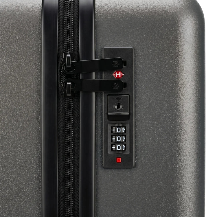 FLIEGER 8844 3pc hard shell suitcase set in black, navy, champagne, and grey featuring 360 degree mobility and lightweight spinner design.
