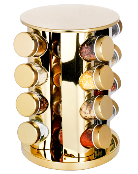 Gold Rotating Spice Rack Stand 16pc A66-16Q