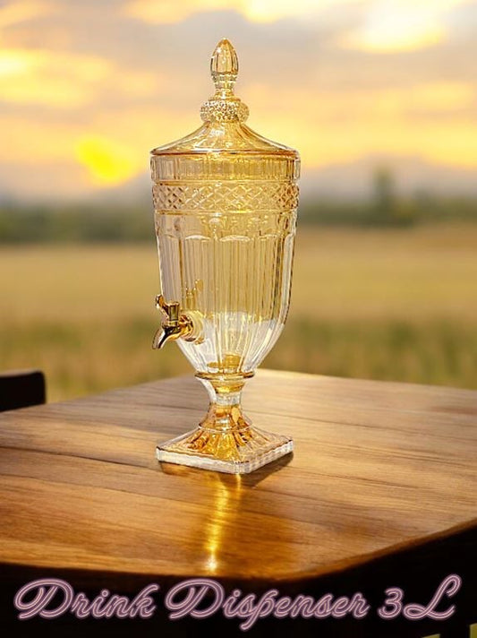 Glass Beverage Drink Dispenser 3L