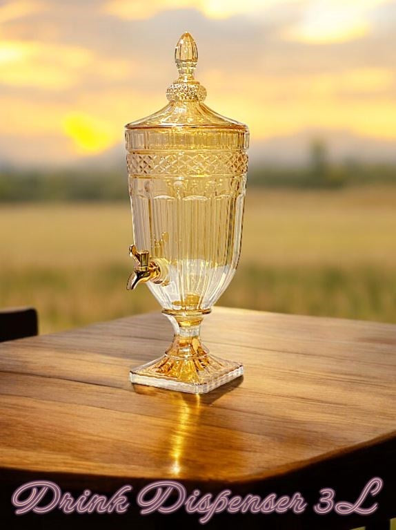Glass Beverage Drink Dispenser 3L