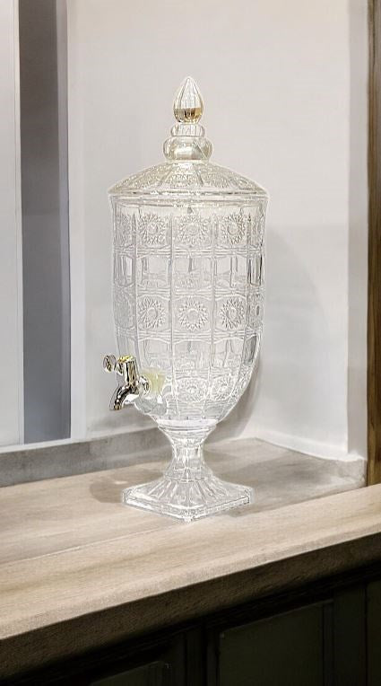 Glass Beverage Dispenser Silver AAA-11