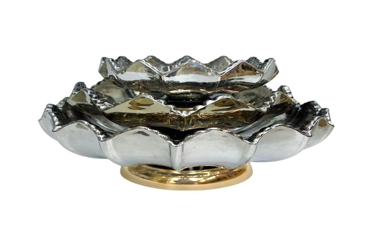 3pc Cake Stand Glass Black AAA-24