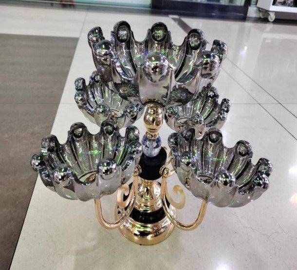 Fruit Stand Glass 5 Sections Black AAA-2