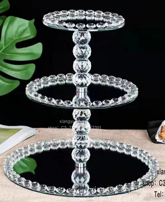 Cake Stand Mirror Crystal Cupcake Stand 3 Tier AAA-54