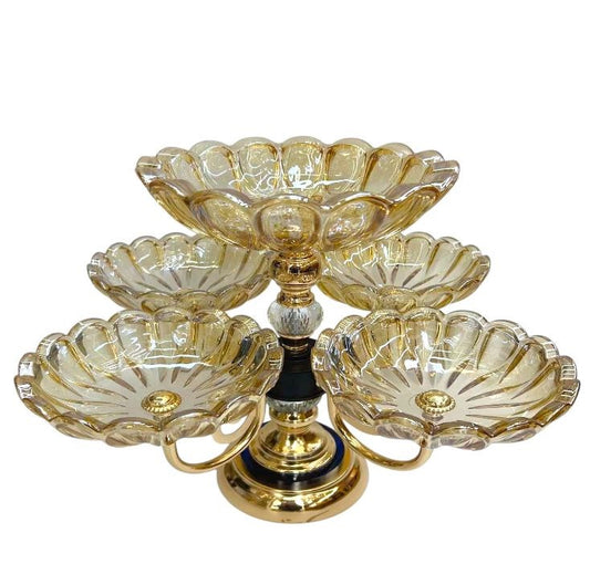 Fruit Stand 5 Bowl Gold Glass AAA-9