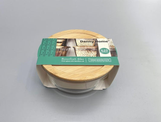 Glass Food Container with Wooden Lid 620ml BXH010
