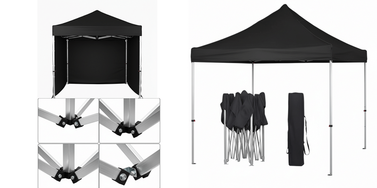 Gazebo Aluminum 2m x 2m | 3 Side Walls | Outdoor Pop-Up Shelter