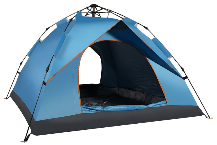 Blue automatic pop-up camping tent SY-HJ002 - 3–4 person waterproof UV-resistant breathable family tent with mesh window