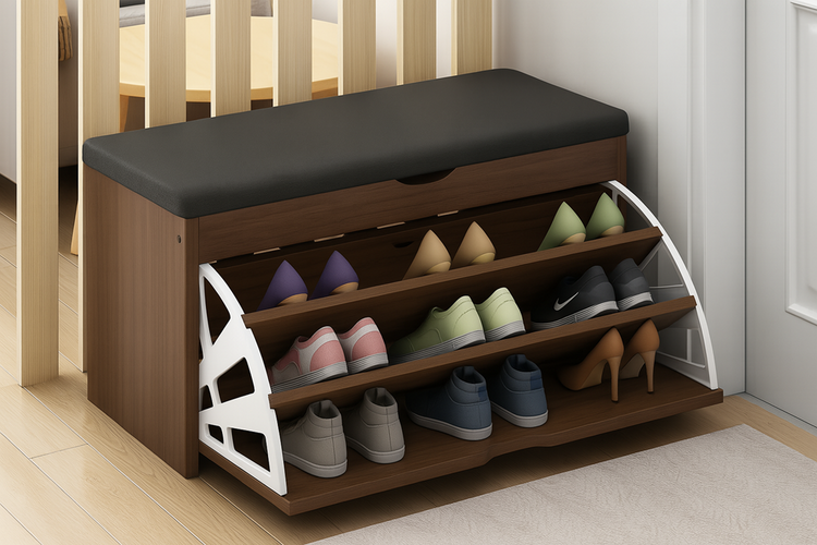Shoe Cabinet Brown & Black HXD001444