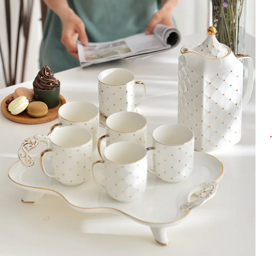 Gold Tea Pot & 6 Cup Set CX01