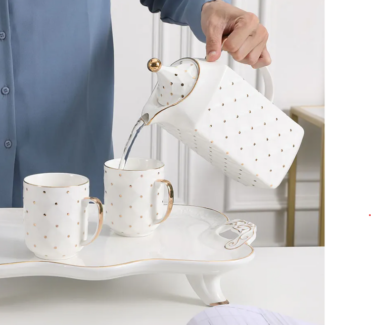 Gold Tea Pot & 6 Cup Set CX01