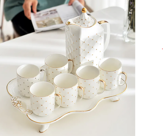 Gold Tea Pot & 6 Cup Set CX01