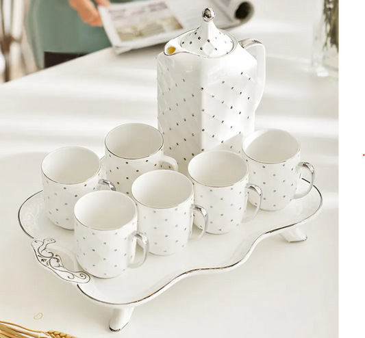 Silver Tea Pot & 6 Cup Set CX02