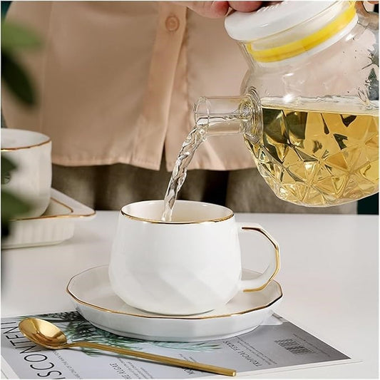 Gold Tea Pot & 6 Cup Set CX03