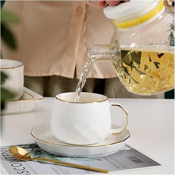 Gold Tea Pot & 6 Cup Set CX03