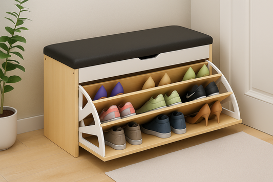 Shoe Cabinet Cream & Black HXD001431