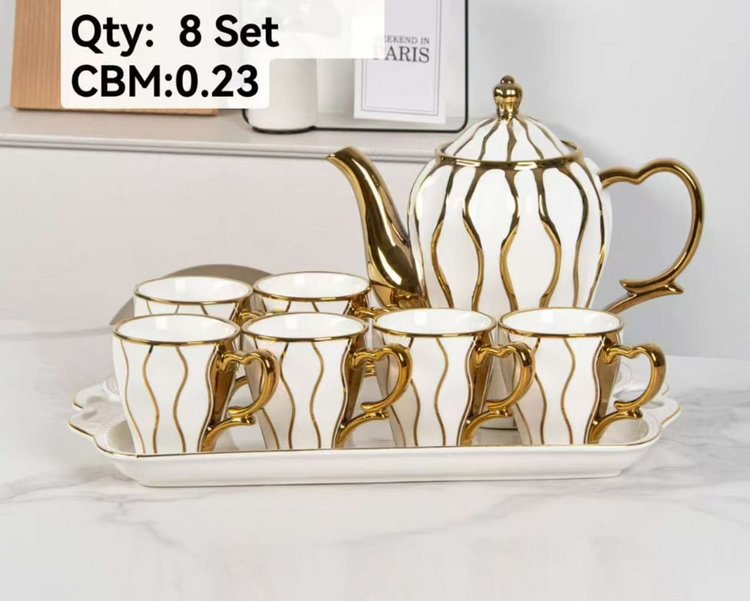 Tea Pot and Cup 8pc Set D-3
