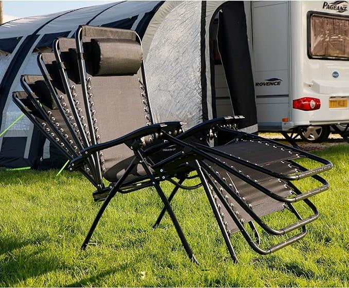 HYPERANGER Adjustable Metal & Mesh Lounge Chair with Pillows