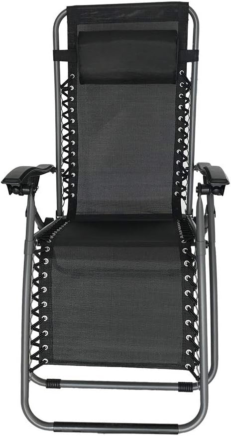 HYPERANGER Adjustable Metal & Mesh Lounge Chair with Pillows
