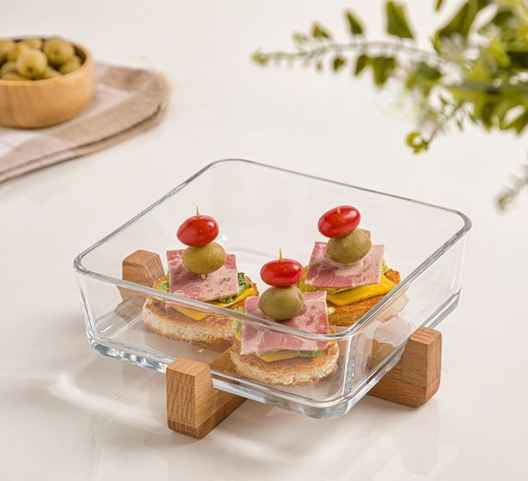 Serving Plate With Wooden Stand 216359