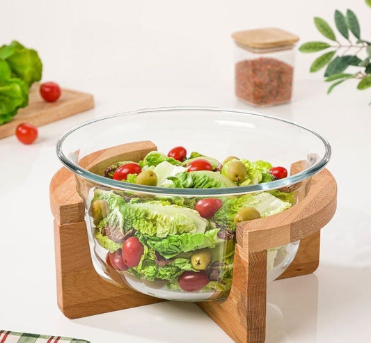 Serving Bowl With Wooden Stand  216659