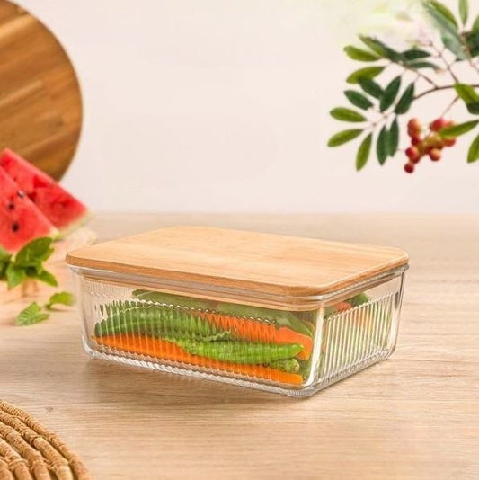 Glass Container With Wooden Lid 1.1L 219159