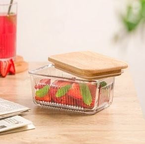 Glass Container With Wooden Lid 450ml 219059