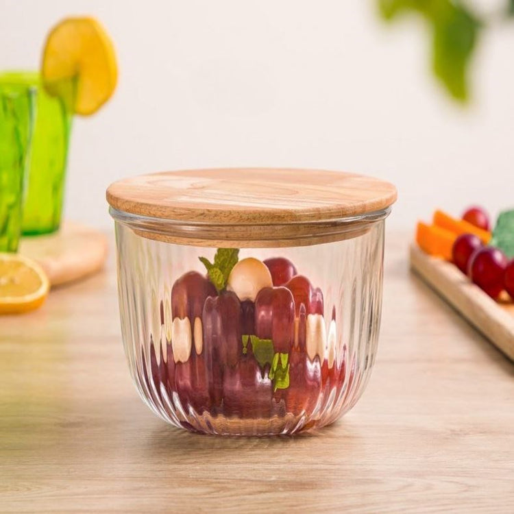 Glass bowl with Wooden Lid - 470mL 217559