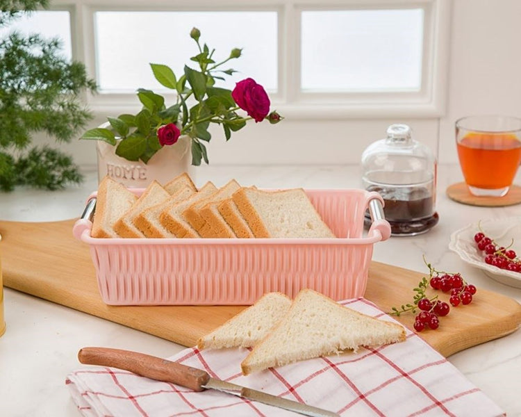 Bamboo Basket With Steel Handle - S 138635