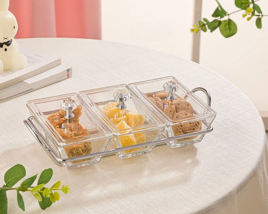 Snack Serving 3 Tray with Acrylic Lid 210400