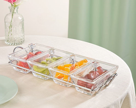 Snack Serving 4 Tray with Acrylic Lid 210500