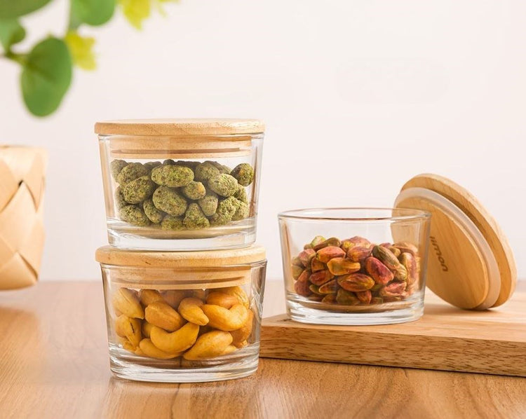 Glass Container With Wooden Lid 190mL 221059
