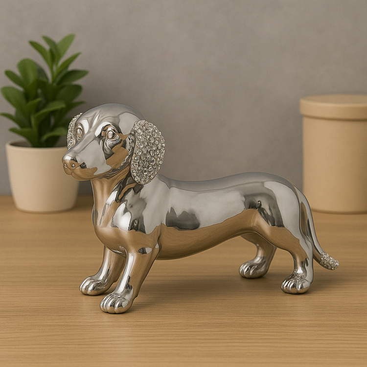 Silver Shiny Dog Decor