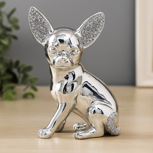Silver Shiny Dog Decor
